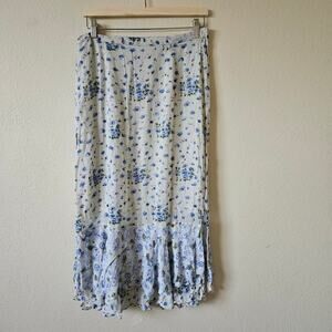 Vintage Indira midi floral print skirt large